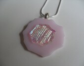 Pink Dichroic Organic funky flower fused glass pendant