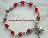 Red Czech Glass Rosary Bracelet
