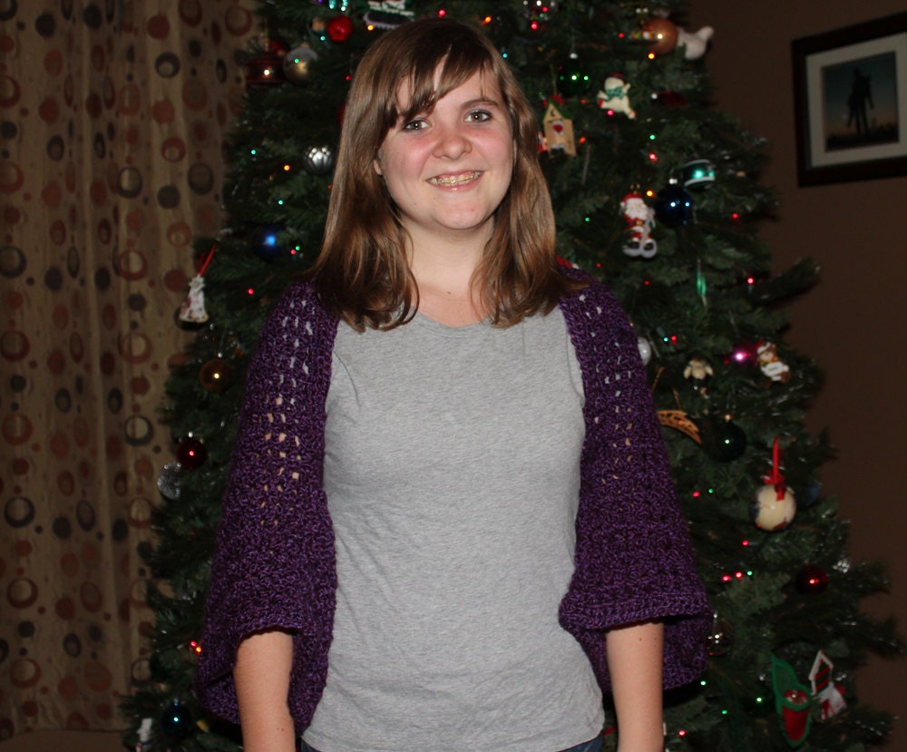 Crocheted Deep Purple Shrug / Amethyst / One of a Kind Handmade