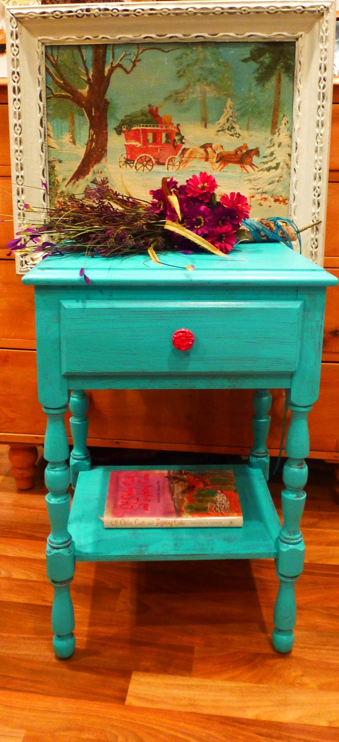 Cottage Bedside Table Vintage Poppy Cottage by poppycottage