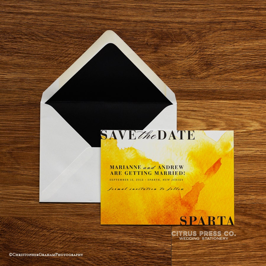 Yellow Watercolor Save The Date Invitation OR DIY PDF Printable