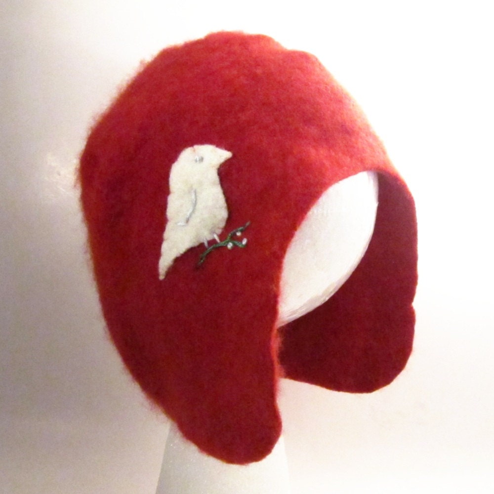 Cashmere Newborn Hat- Red and White Christmas Hat, size 0 to 3 months