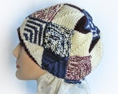 Hand Knit Module Hat - Blocks, Triangles and a Star - Acrylic - Unisex - OOAK