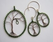 Lonely Tree wire wrapped pendant and earrings