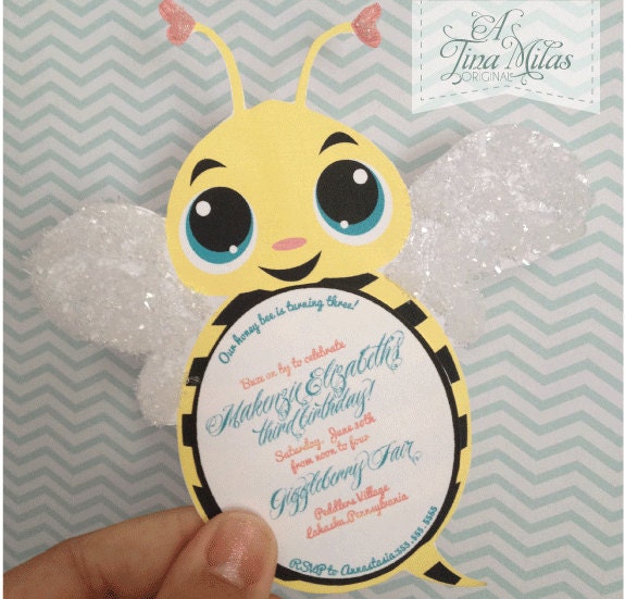DIY Bee Invitations Il_570xn