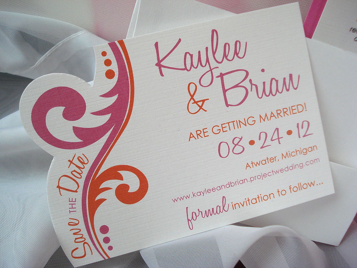 Mon Chérie Hand Cut Swirl Save the Date Card or Magnet... Sample