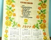 1977 Calender Towel Kitchen Prayer