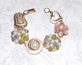 Vintage-Earring Bracelet Cluster-Pink Lemonade-Bridal- Wedding-Heirloom OOAK