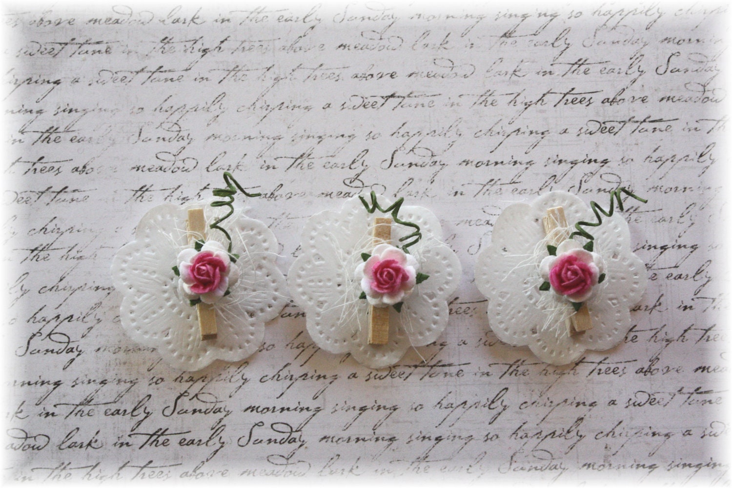Mini Wooden Clothes Pin Doilie Embellishment for Scrapbooking, Cardmaking, Altered Art, Two Toned