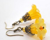 Yellow Lucite Flower Earrings