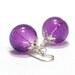 Purple Earrings, Grape Hand Blown Glass Sterling Silver Dangle Earrings Bright Summer Fashion Under 25- Jelly