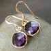 Purple Amethyst Quartz Earrings - Cushion Cut - Elegant, Royal Purple