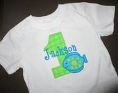 Personalized Fish Birthday Shirt or Bodysuit- Choose your colors
