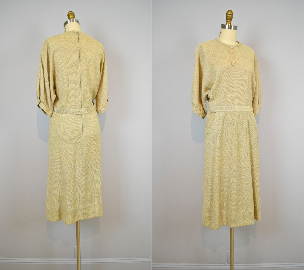 1960s Dress / 60s Linen dress / Pockets / Organic Minimalist