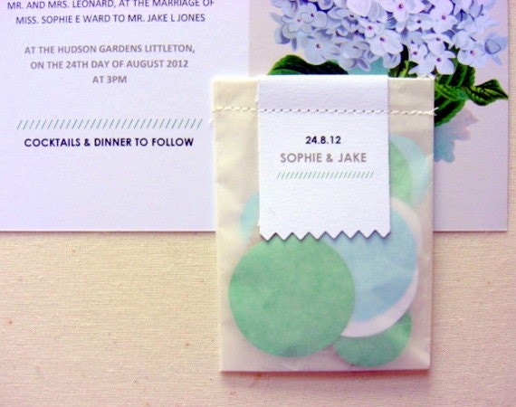 Wedding confetti bags, set of 25 personalized glassine bags,save the dates