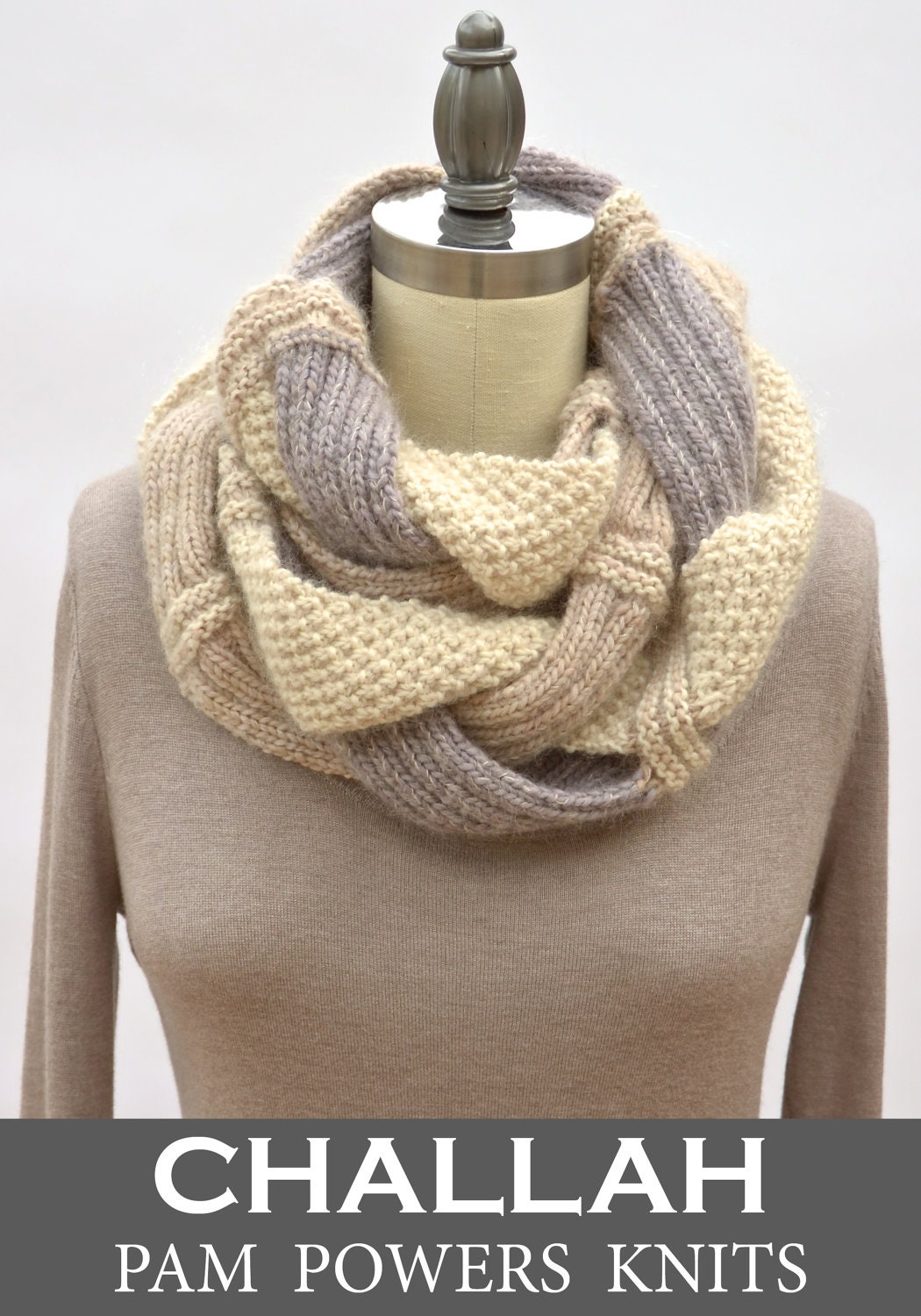 Challah Infinity Scarf PDF Knitting Pattern Instant Download