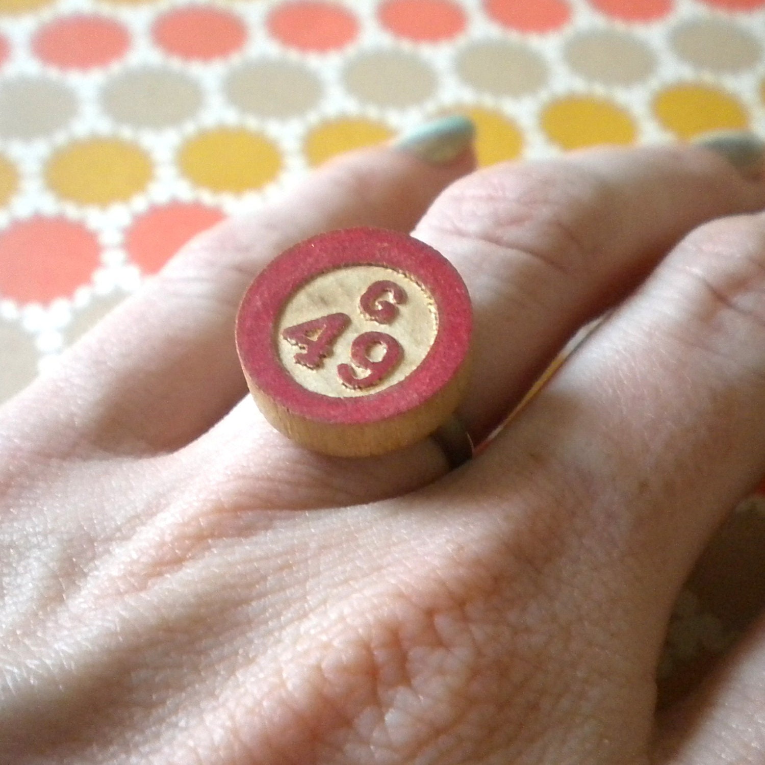Betsy Bingo - Upcycled Bingo Chip Ring
