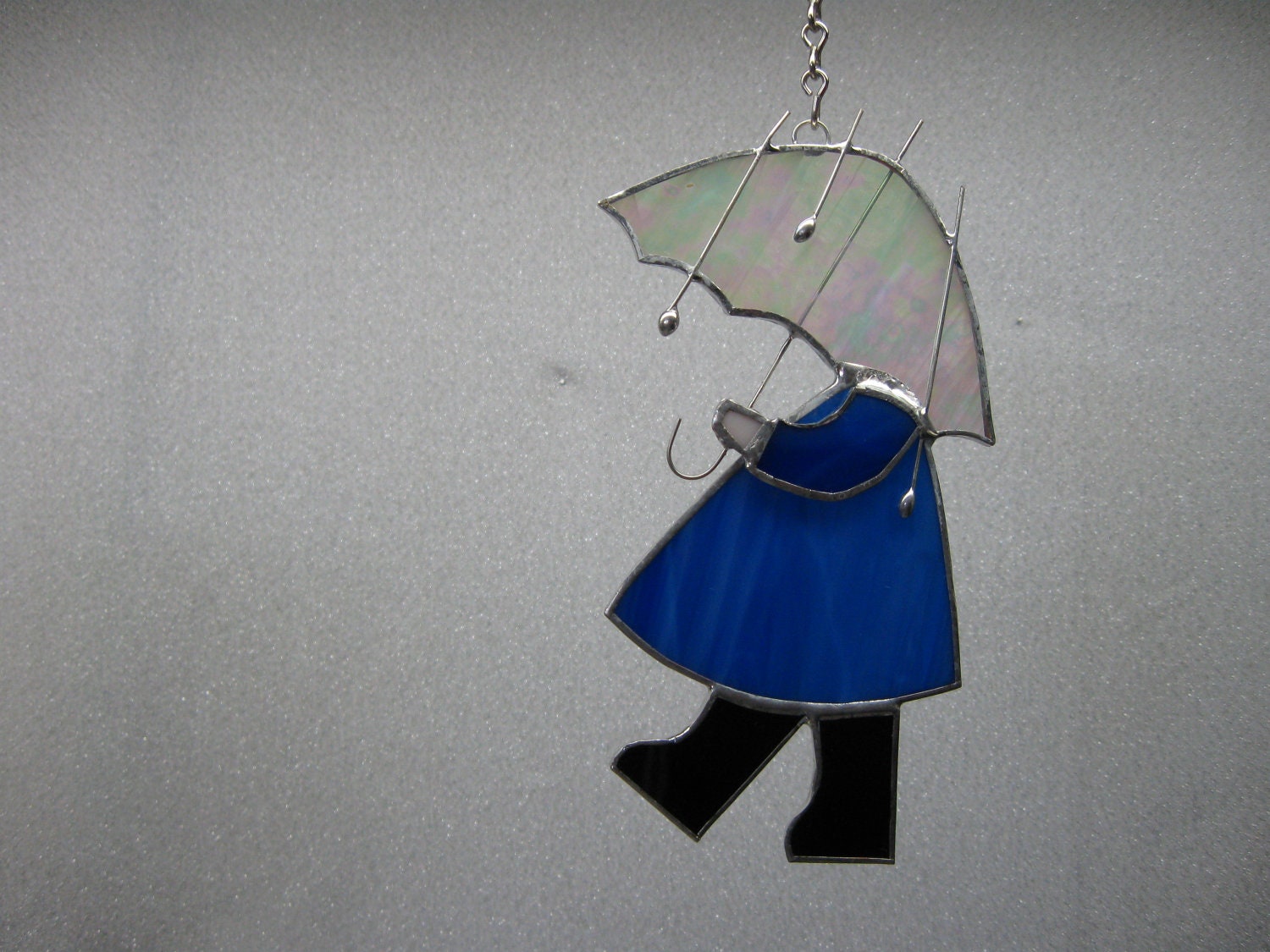 Umbrella girl stained glass suncatcher - NitasStainedGlass