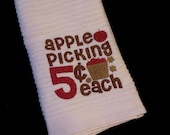 Apple Picking Embroidered Dish Towel