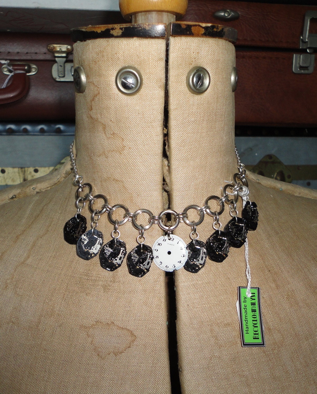 Handmade  Watches Necklace, Unusual, Eco Friendly Jewellery, Steampunk Assemblage