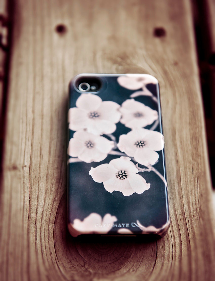 iPhone Case - Platinum - dogwood hard case for iPhone 5  -  silver, charcoal grey,  feminine, flower print, dogwood