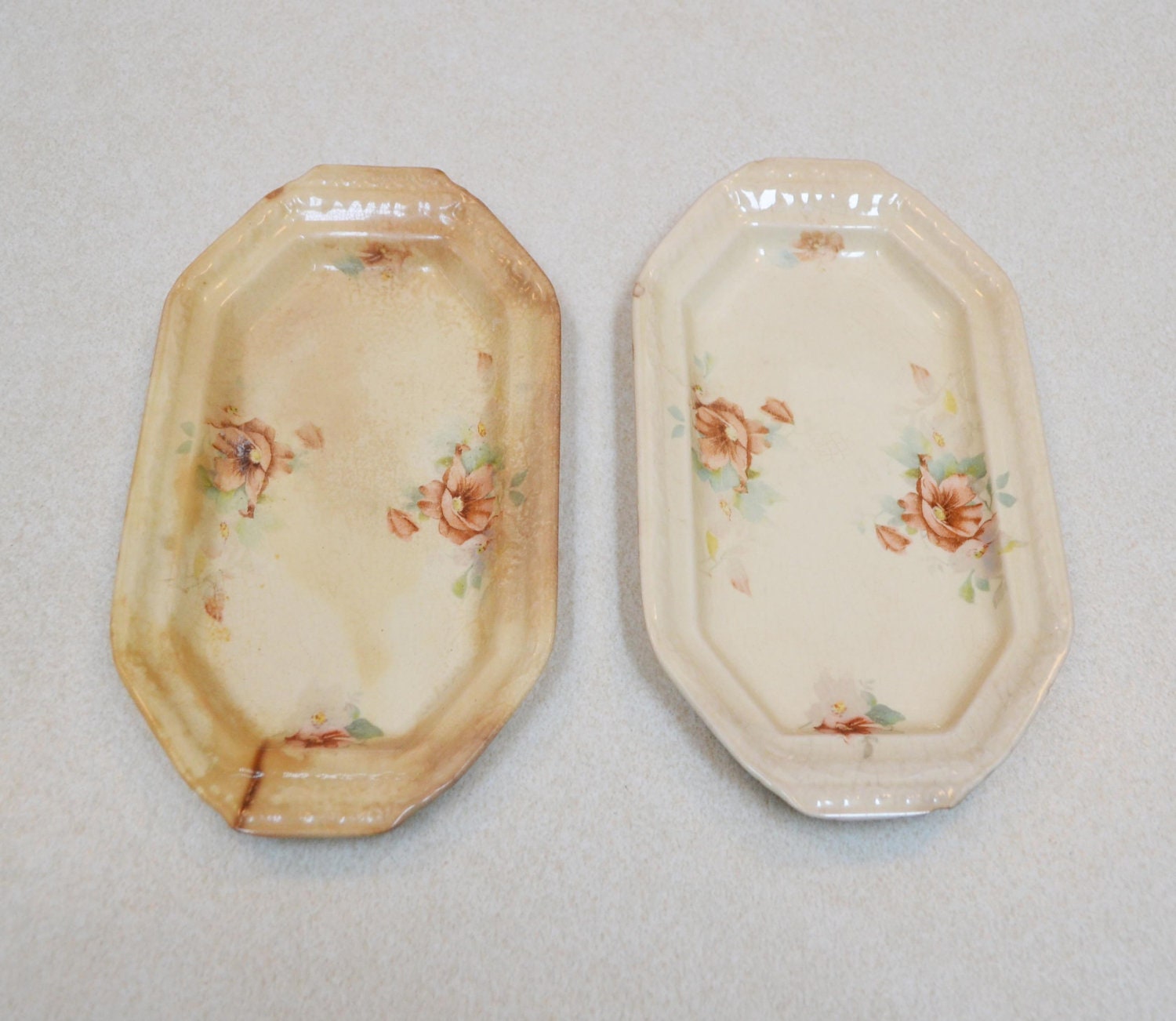 Vintage 1930's Edwin M. Knowles Small China Platters - Set of 2