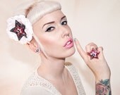 Pinup Sparkly Stars and Sweetie Skull Pink Hair Flower