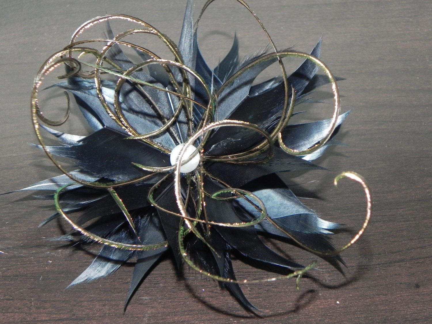 Black fascinator, hair clip, feather flower
