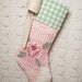 Pink Rose and Gingham Vintage Chenille Stocking with Big Bow
