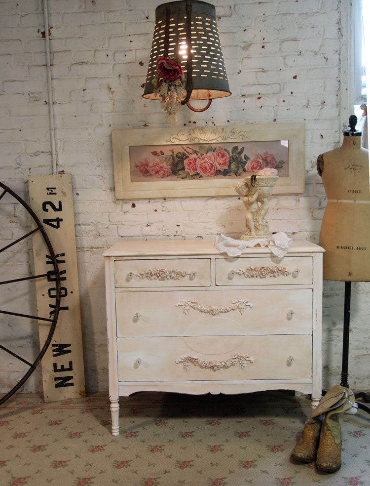 Painted Cottage Chic Shabby Pink Romantic Dresser DR414
