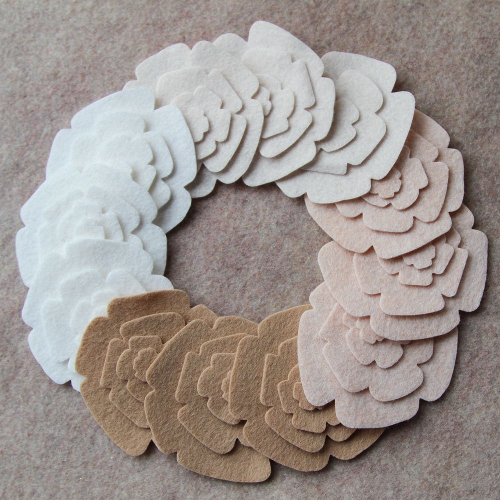 Fresh Linen - Roses - 48 Die Cut Wool Felt Flowers