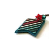 Chevron Flag Necklace : Angles and Florals in Shades of Turquoise