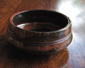 Striped Red and Black Tea Bowl