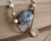 Delicate Shabby Chic Assemblage Necklace -with vintage beads and gemstone-