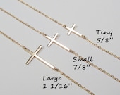 Kelly Ripa Sideways Cross Necklace, Gold Filled OR Sterling Silver-- Choose your Size
