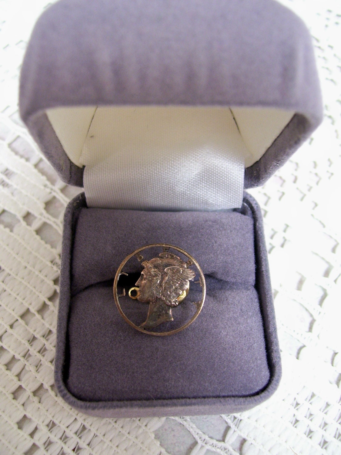 SALE SALE Vintage 1943 Silver Mercury Dime Cut Out  Gentleman's Tie Tac Made in the 1960's