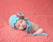 Baby Bonnet in Aqua Flower Accessory INCLUDED