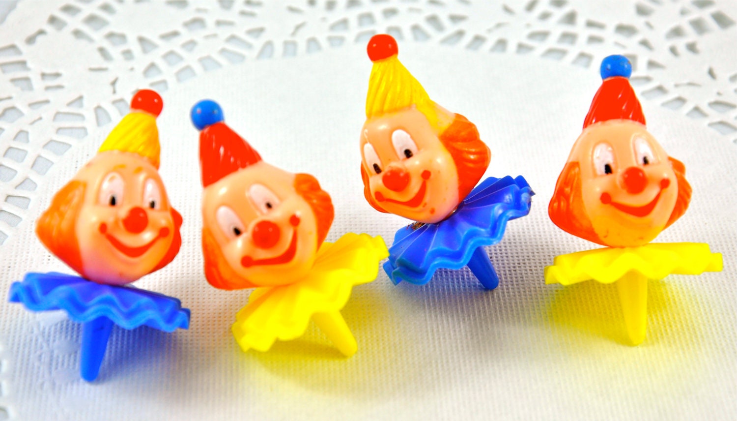 Set Cupcake Clown Heads cupcake Cake  vintage Toppers Toppers toppers Socials clown of 8 by