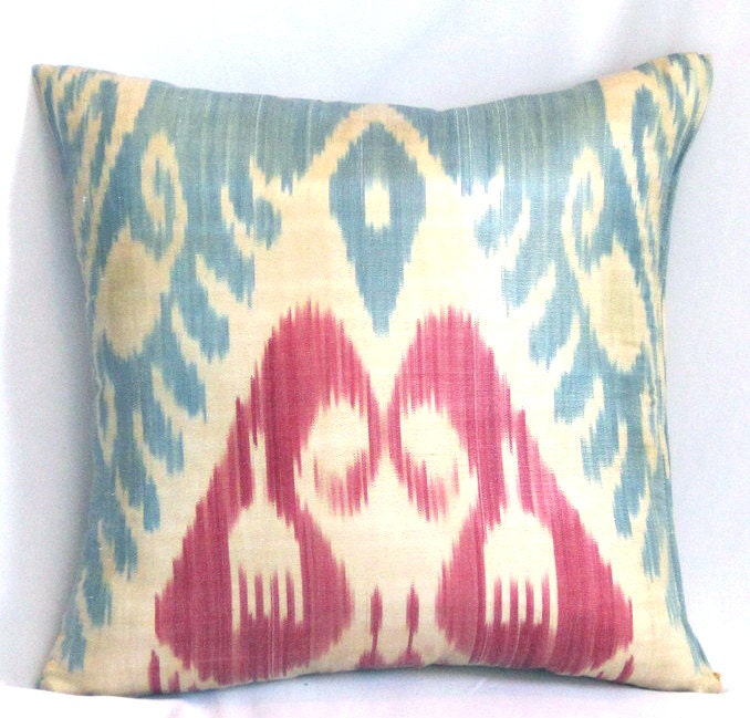 18 x 18 Silk cotton Uzbek Ikat Pillow case - BOTH SIDE IKAT