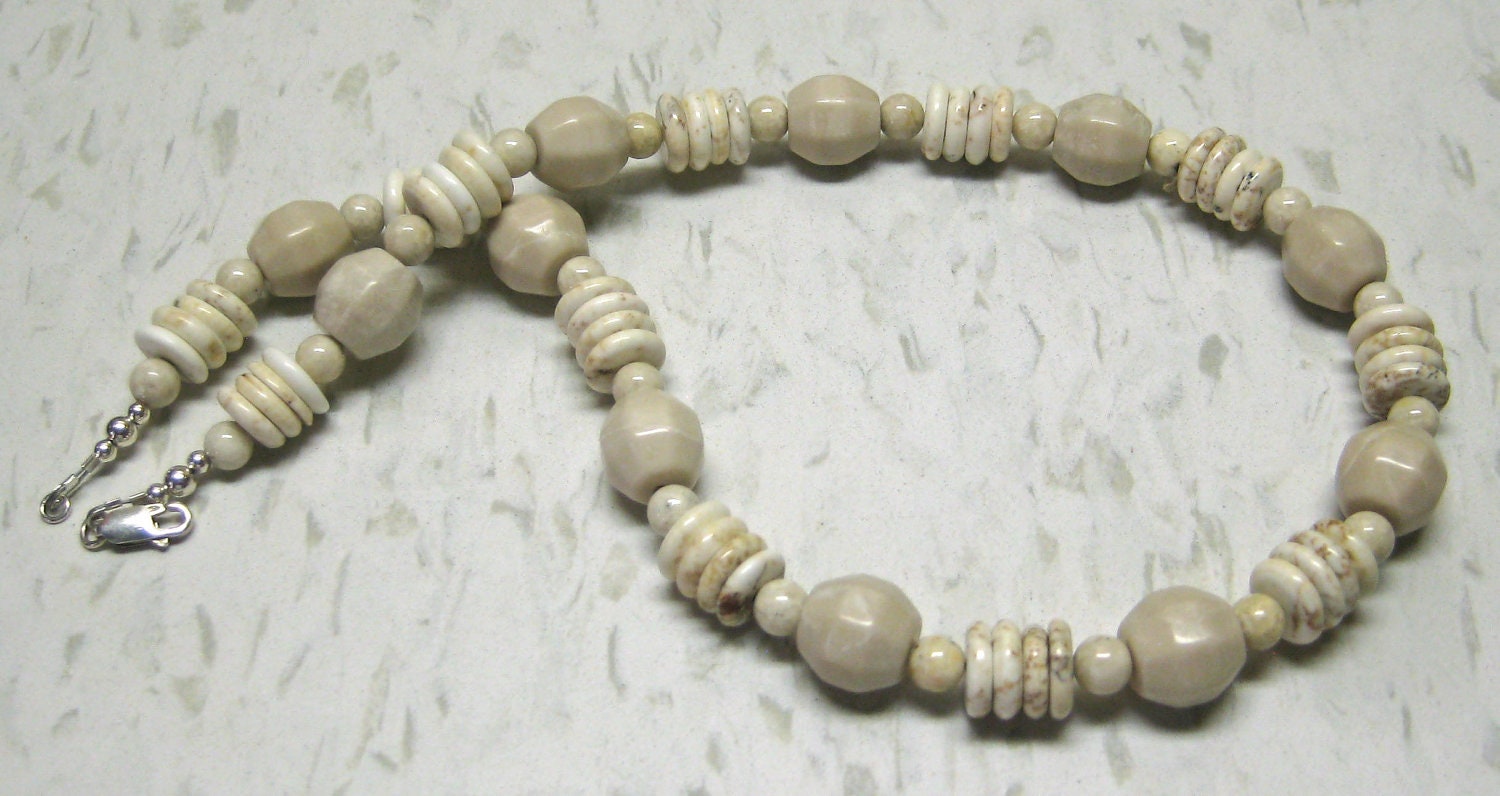Cream Agate Necklace - Tan - Beige - Sand - Natural - Gemstone