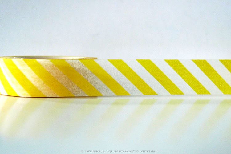 Stripe Yellow Washi Tape Diagonal (Chugoku) Yellow wedding decor tape