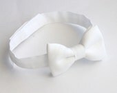 Infant Bow Tie - Solid White bow tie for boys of all ages - baptism or christening