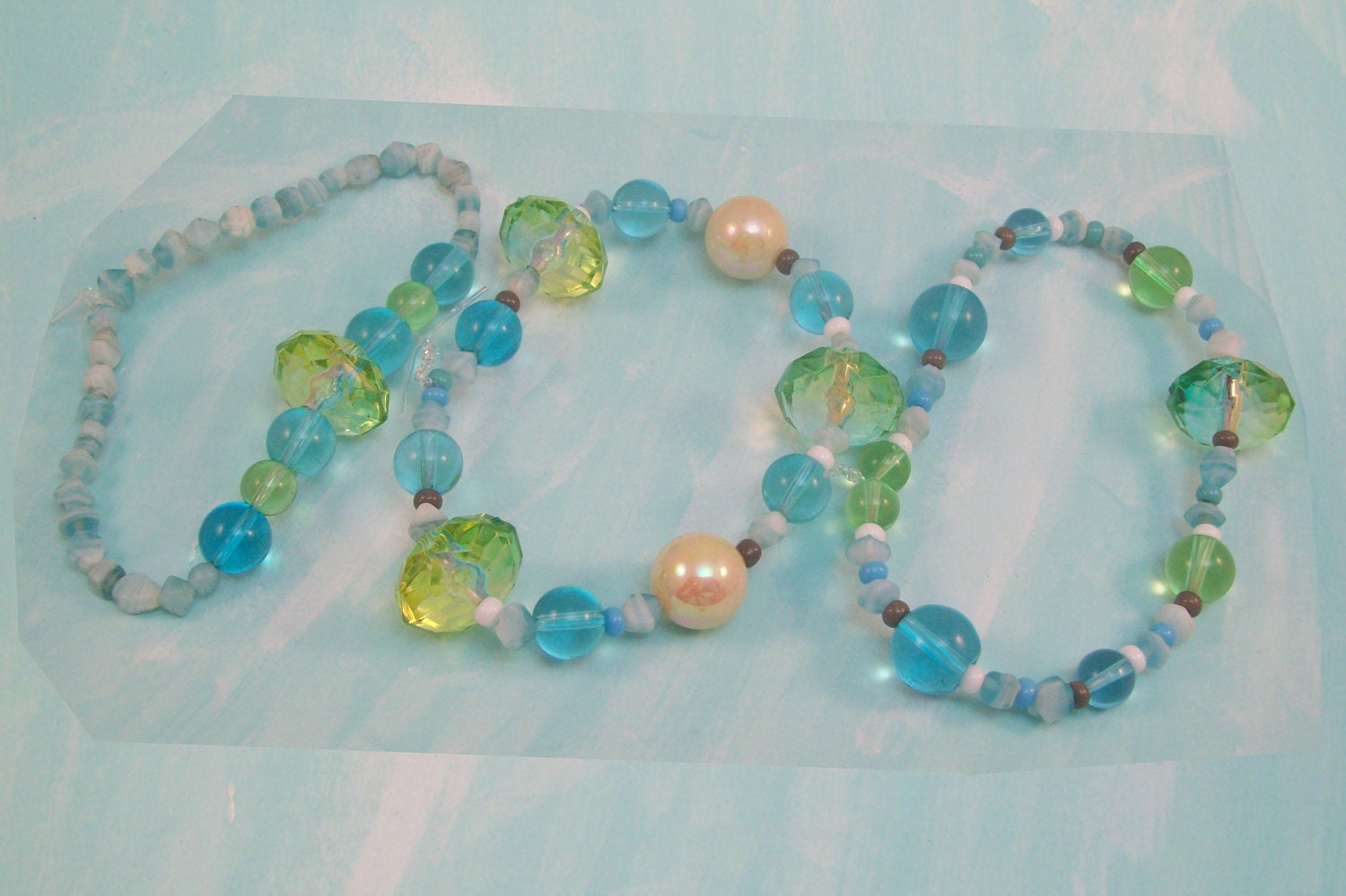 Blue and Green Beaded Stretch Bracelet Set Small (3)