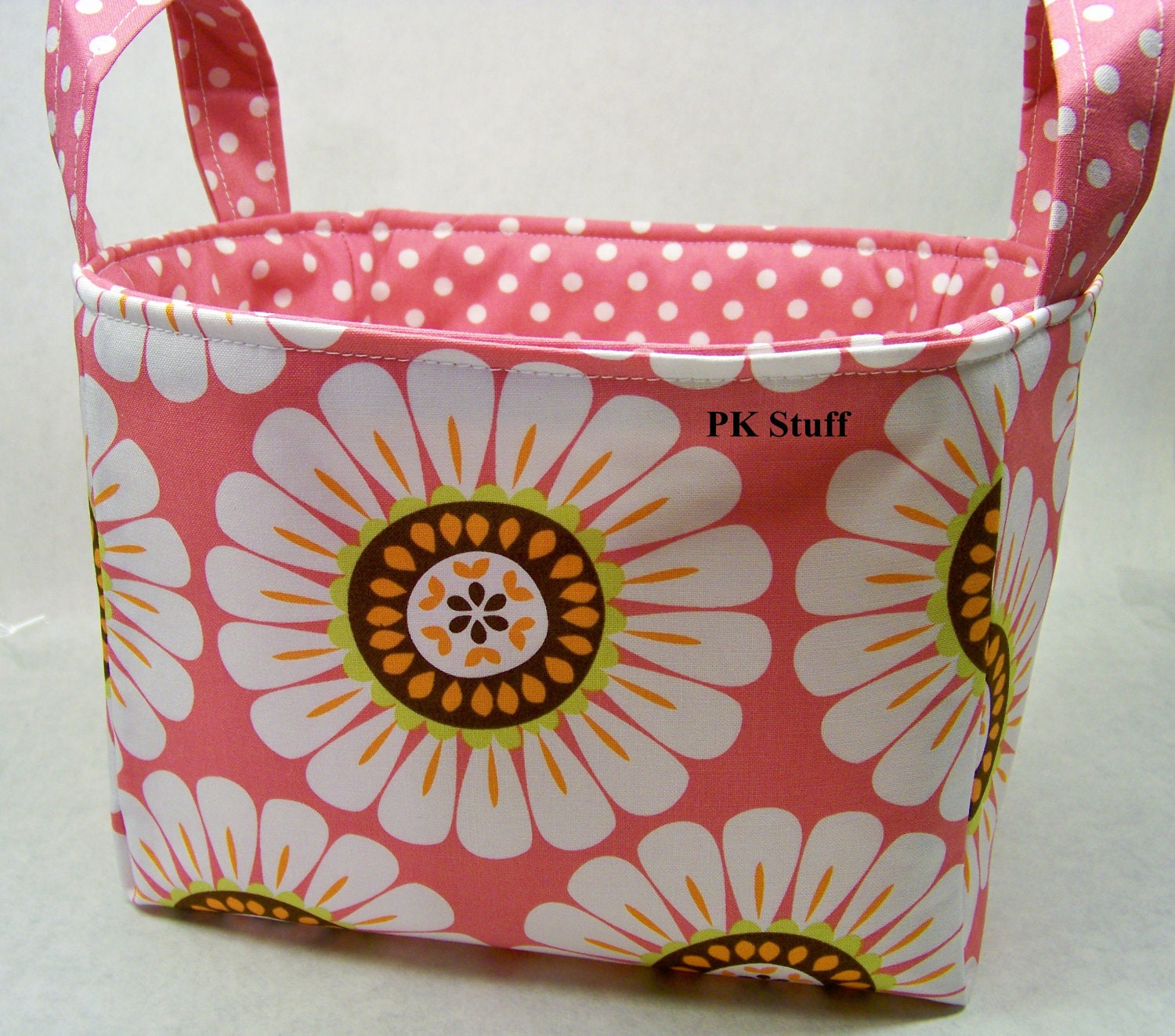 PK Fabric Basket in Courtney in Pink - Ready To Ship - Washable - Reversible