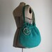 SWEATER PURSE - recycled purse - green purse - wool purse - BONUS removable flower pin