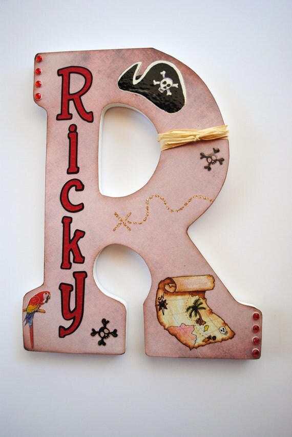 Custom Wooden Wall Letters - Hanging Letters - Nursery Letters - Pirate Theme