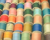 20% SALE Sew a Rainbow - Sewing room art, colourful cotton reels, thread, craft room decor, 8x8 still life print
