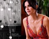 Courtney Cox Cougar Town Necklace - 44 Inches -Tiny Discs Long Silver Necklace