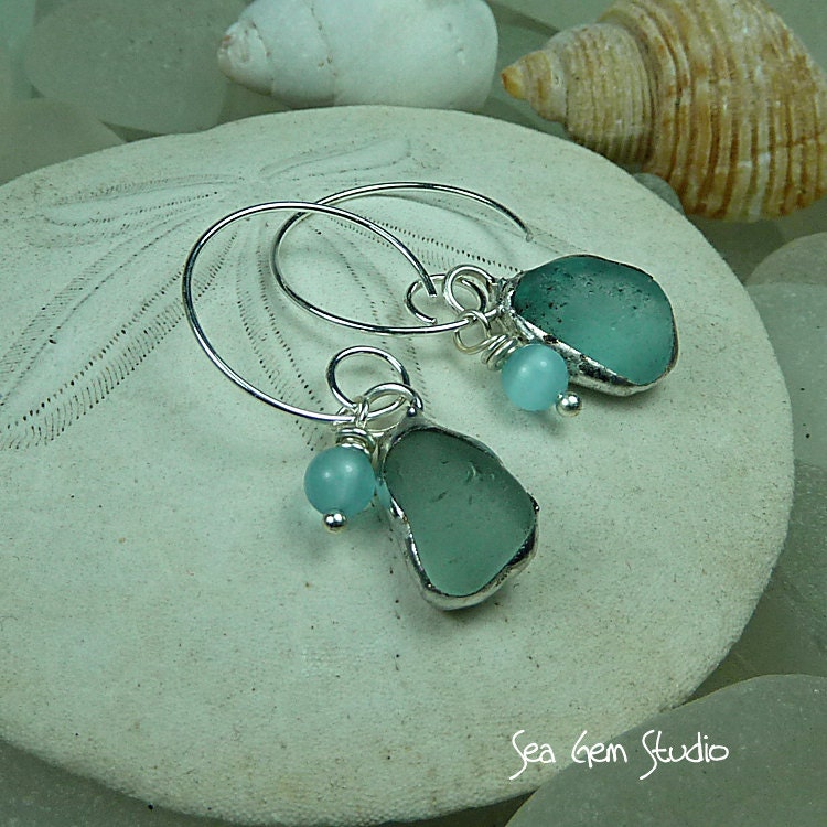 sea glass earrings, beach wedding, sea glass jewelry, beach glass, sea glass