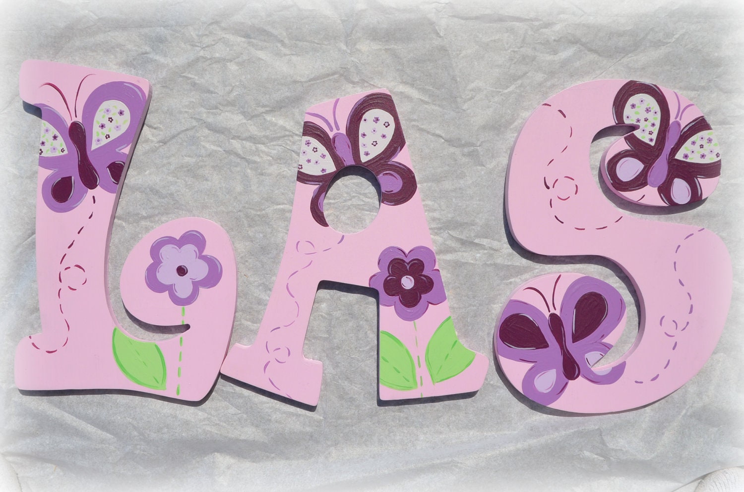 Items similar to Custom Hand Painted Nursery Wall Letters Sugar Plum